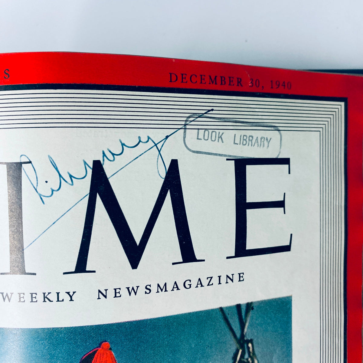 Close-up of the December 30, 1940 cover of Time Library Bound Weekly Magazine, showcasing the title prominently with a 'Look Library' stamp, under the collection titled 'Time Magazine Library Bound Weekly October 7, 1940 - December 30, 1940'.