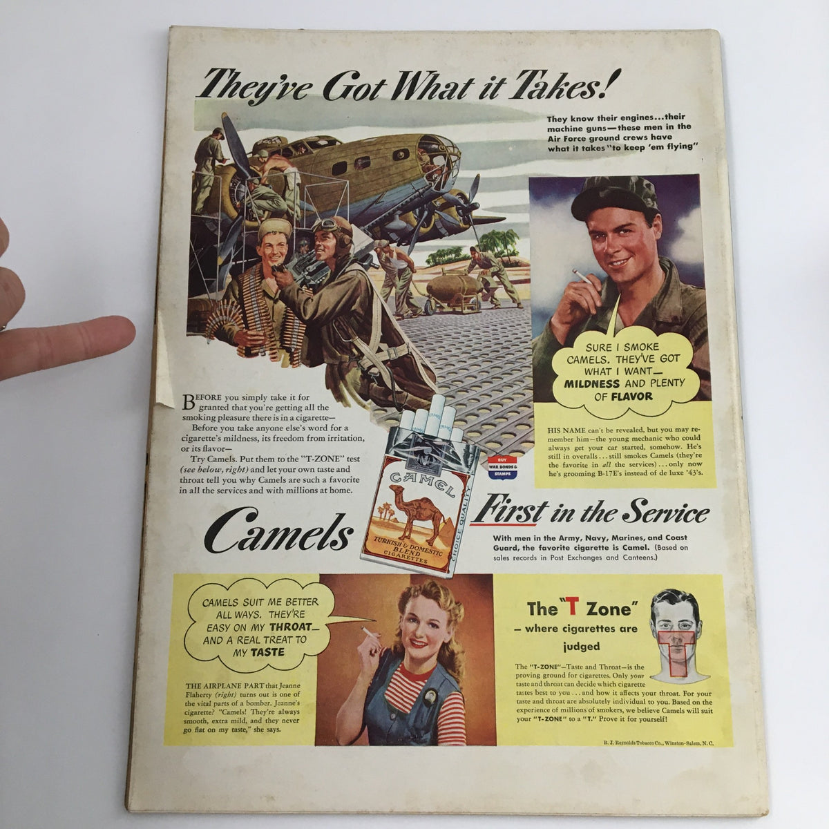 Back cover of VTG Life Magazine May 31, 1943 featuring Camel cigarette advertisement with soldiers and a woman, highlighting World War II themes and smoking culture.