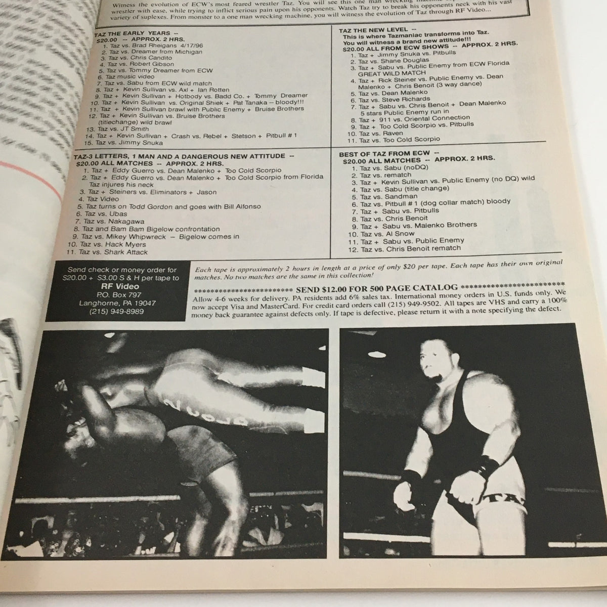 Inside page of Pro Wrestling Illustrated November 1996, featuring a lineup of wrestling matches and promotional content, showcasing the wrestling theme and nostalgia.