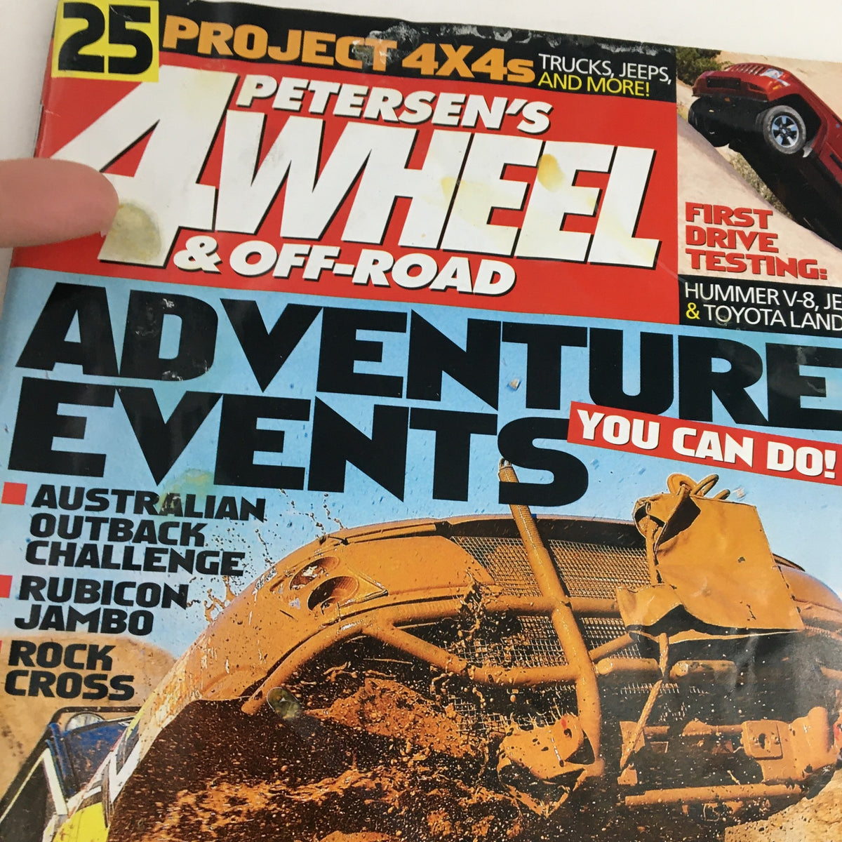 Close-up of Petersen's 4 Wheel & Off-Road Magazine January 2008 cover, showcasing Australian Outback Challenge and adventure events, emphasizing off-road activities for enthusiasts.