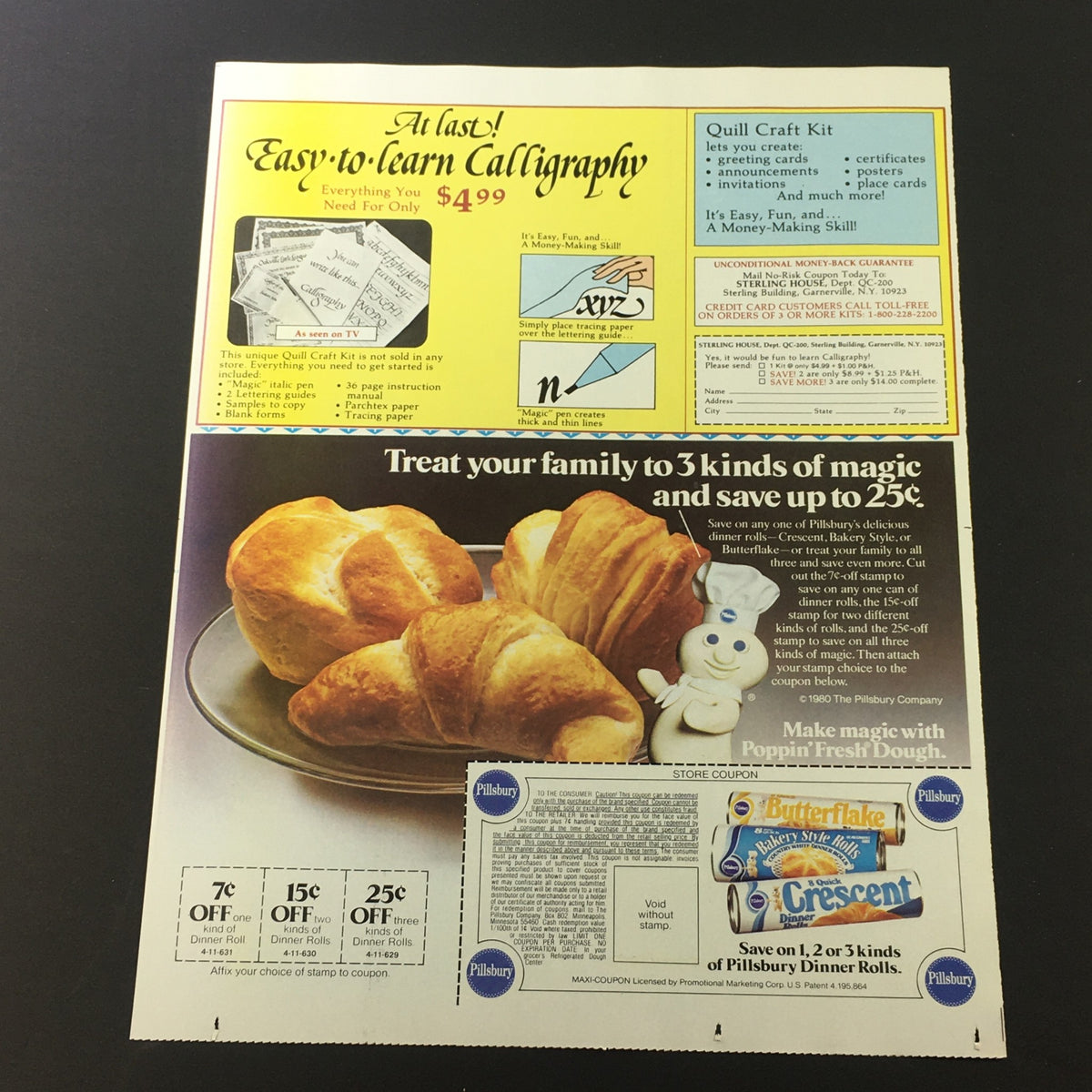 VTG Retro 1980 Newport Lights Menthol Cigarette Box Print Ad featuring an artistic layout with various advertisements, showcasing a mix of products and offering savings.