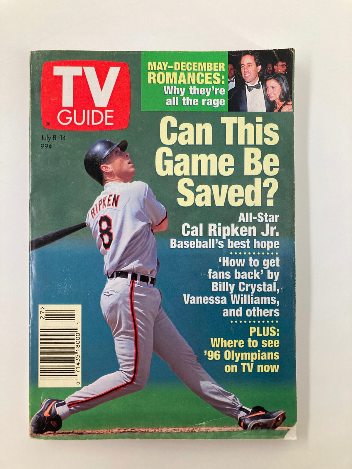 TV Guide Magazine July 8 1995 featuring Cal Ripken Jr. on the cover, highlighting discussions about saving baseball and featuring additional articles on popular culture of the time.