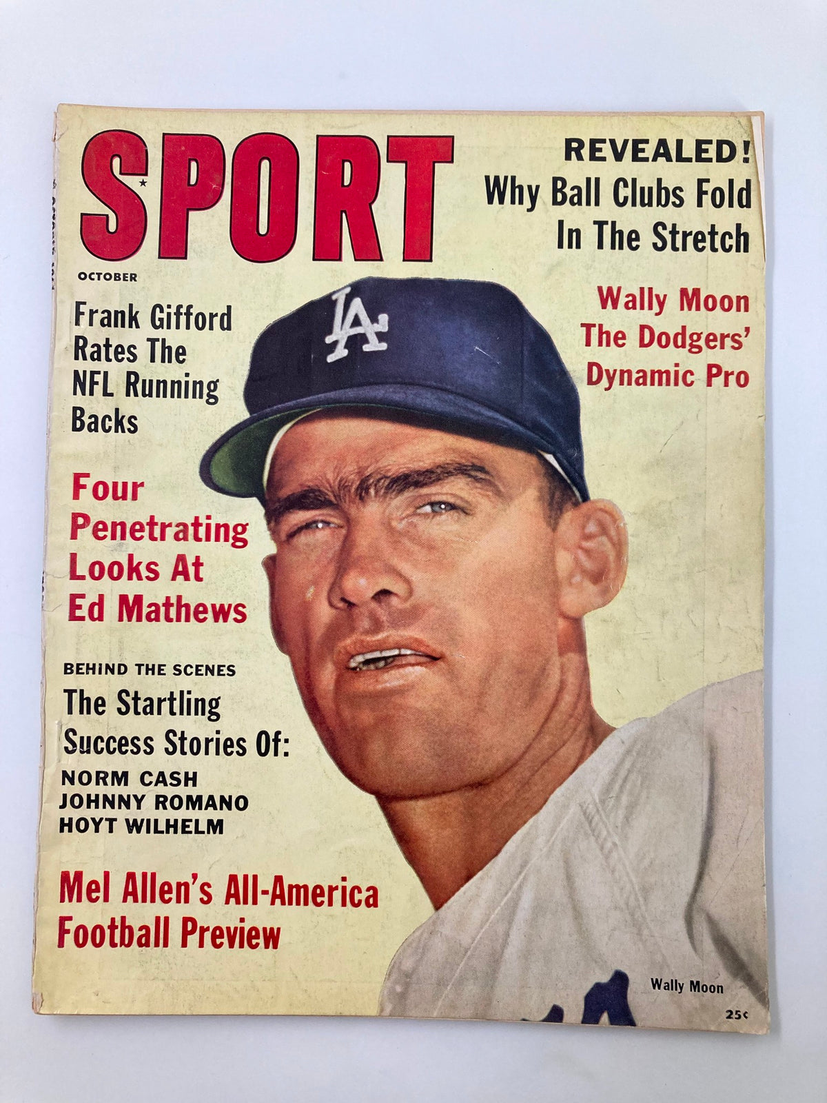 October 1961 issue of VTG Sport Magazine featuring Wally Moon on the cover, highlighting baseball and pop culture of the era. The cover includes the title 'SPORT' and mentions stories related to sports figures.