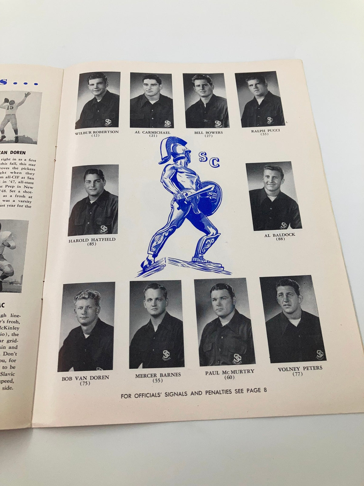 October 14 1950 NCAA USC Trojans vs California Golden Bears Pigskin Review featuring player portraits and team logo of USC Trojans.