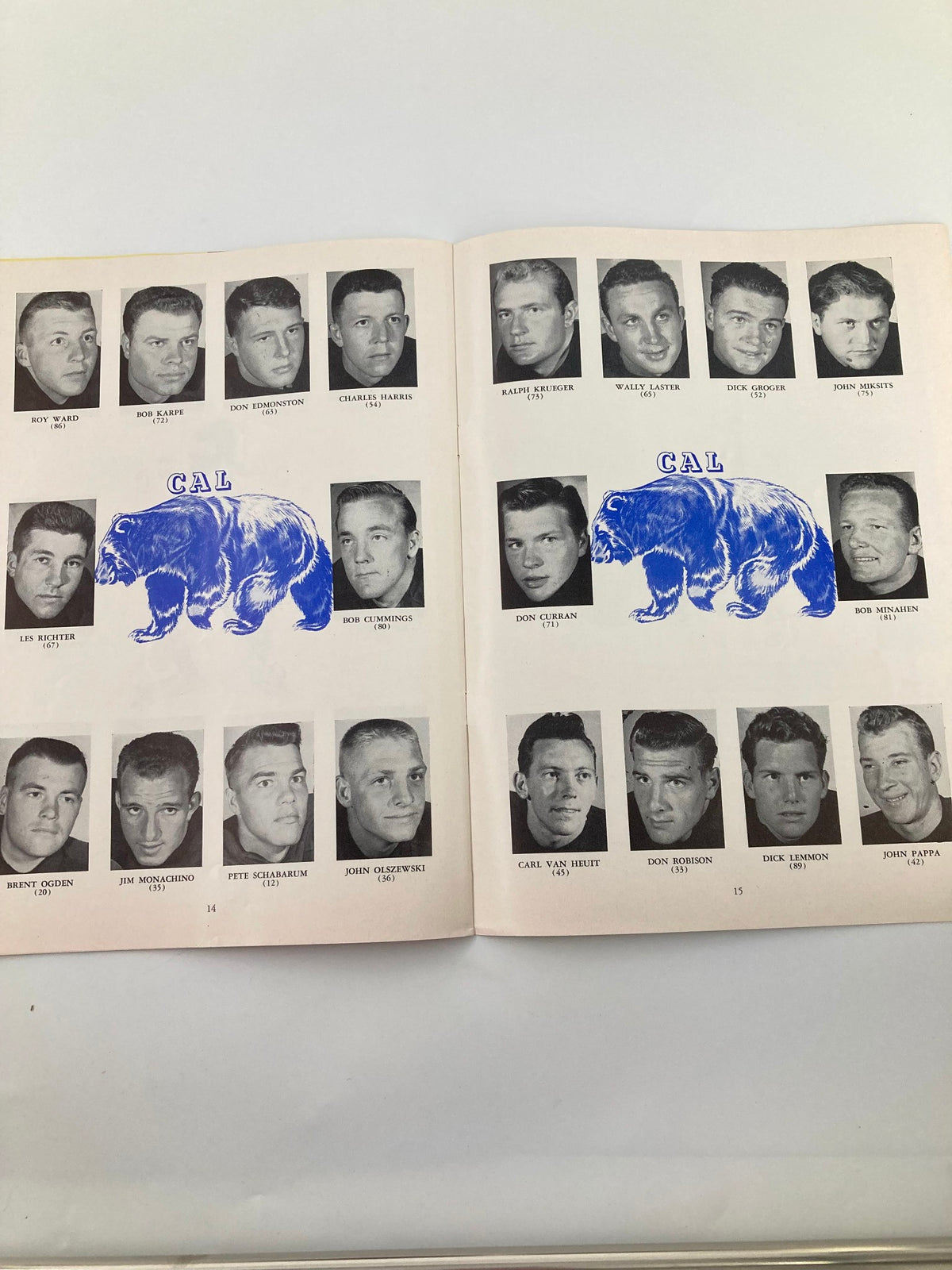 October 14 1950 NCAA USC Trojans vs California Golden Bears Pigskin Review featuring player portraits and team logo of California Golden Bears.