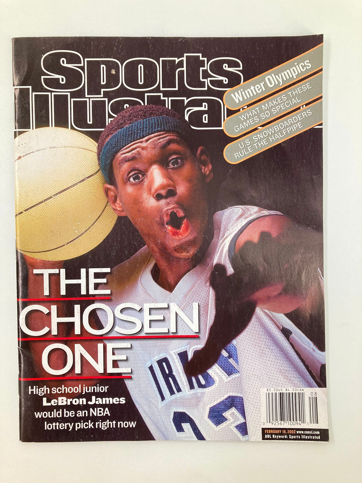 Sports Illustrated Magazine August 18 2002 featuring LeBron James as The Chosen One, showcasing the high school junior with a basketball, highlighting his rise to NBA prominence.