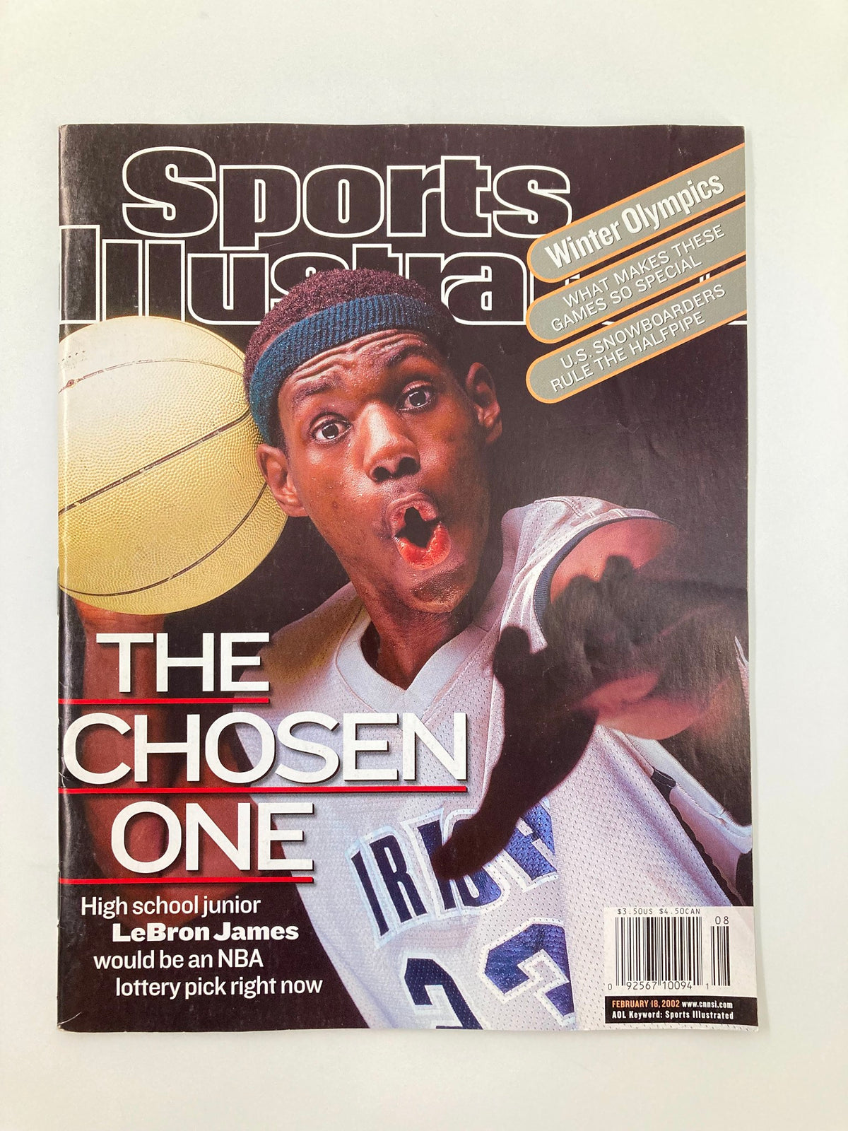 Sports Illustrated Magazine August 18 2002 featuring LeBron James on the cover, titled 'The Chosen One', showcasing the high school junior as a standout player, highlighting his future NBA potential.
