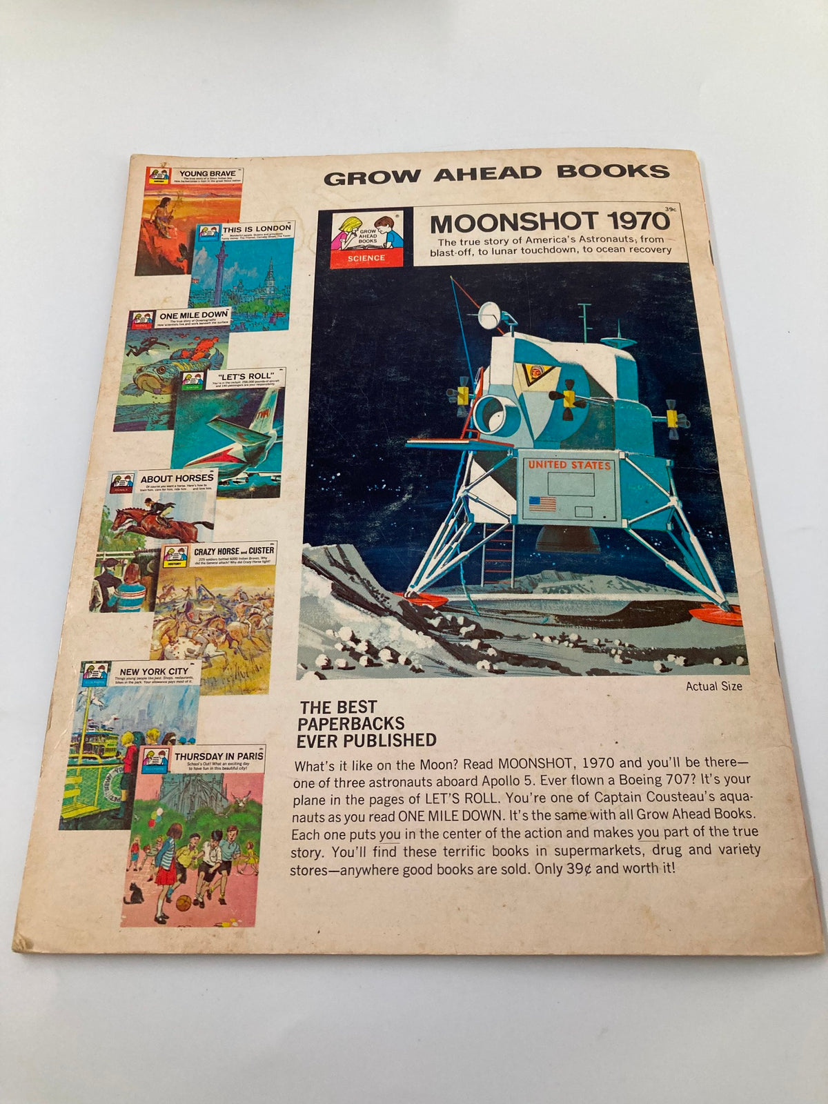 Back cover of VTG 1968 Winning Football by Bart Starr, displaying promotional content for other books and showcasing the vintage appeal of the publication.