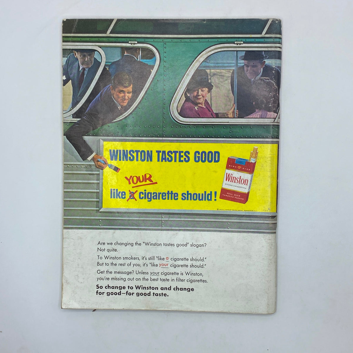 Back cover of Playboy Magazine August 1966 advertising Winston cigarettes, reflecting the marketing style of the 1960s, adding to the magazine's historical context.