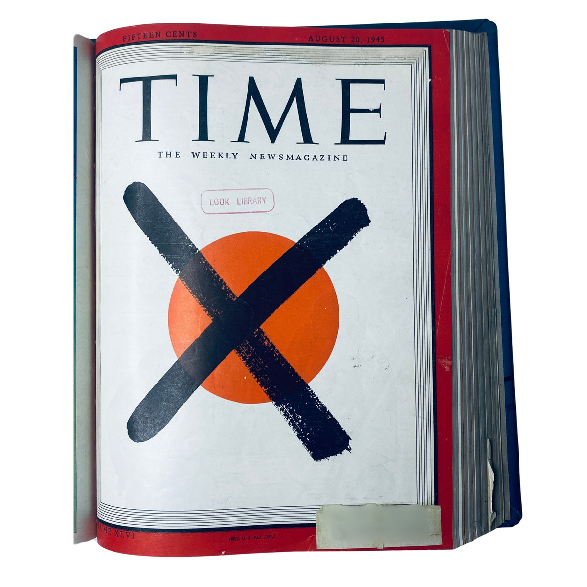 Cover of Time Magazine Library Bound July 2, 1945 - September 24, 1945 featuring a bold red X over an orange circle, dated August 20, 1945.