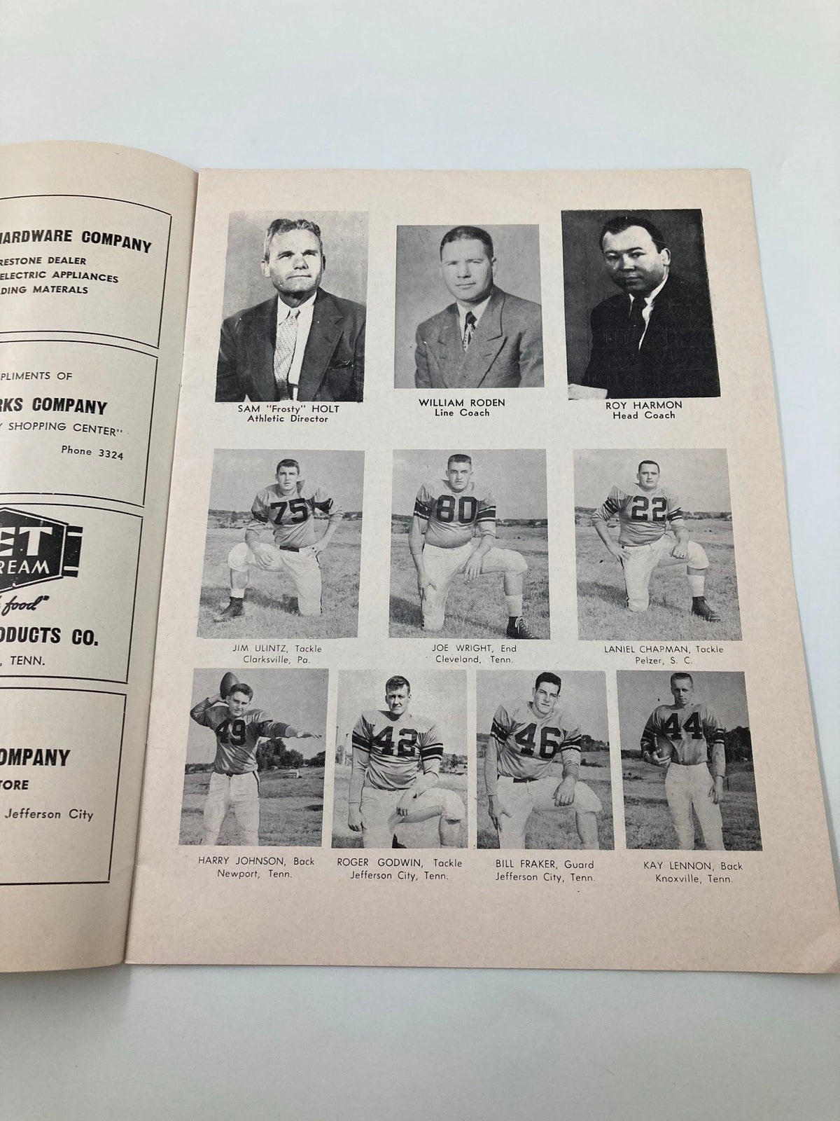 November 12 1955 Football Carson-Newman vs Howard College Official Program