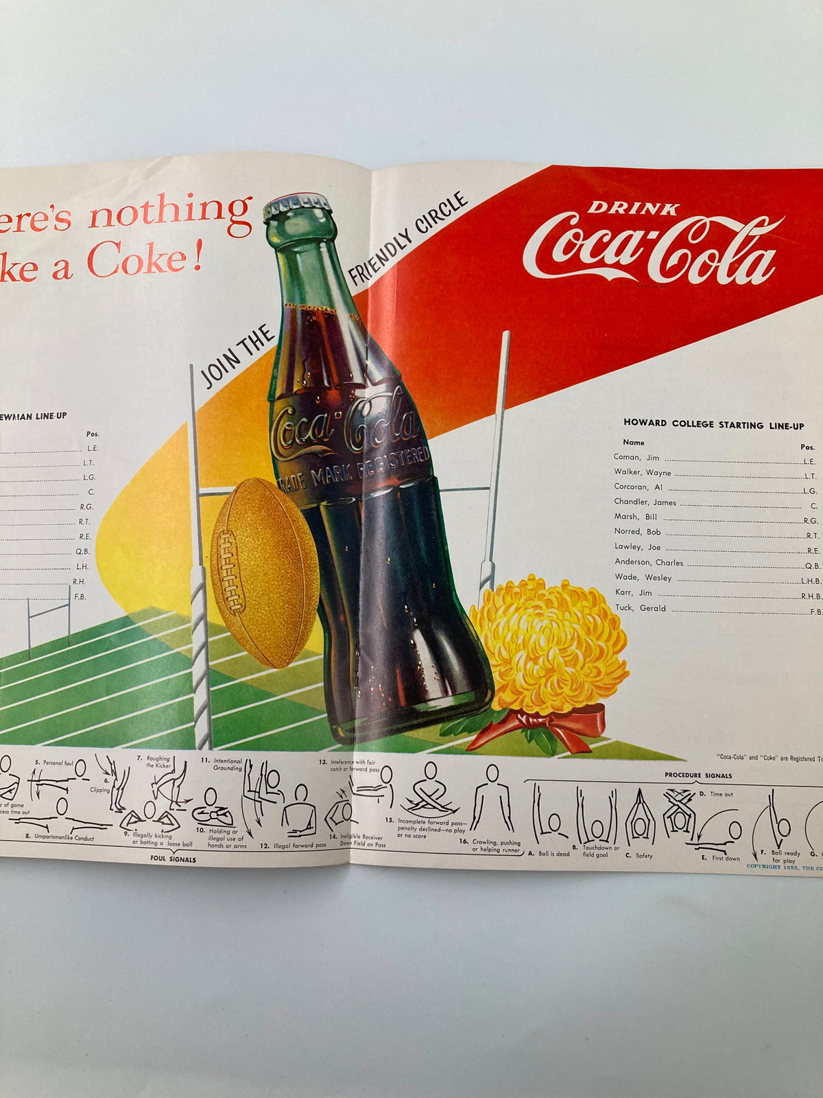 November 12 1955 Football Carson-Newman vs Howard College Official Program