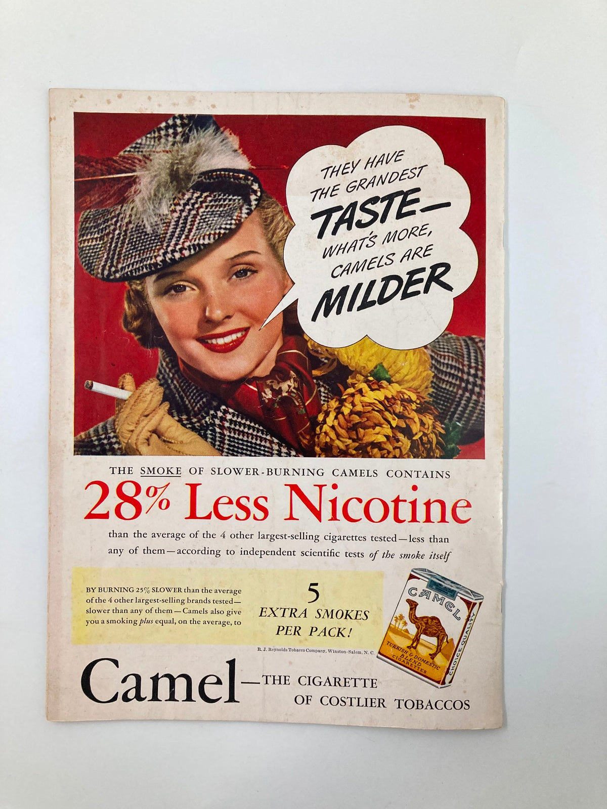 Cover page of the November 15 1941 College Football Georgetown vs North Carolina State Program with a vintage advertisement for Camel cigarettes.