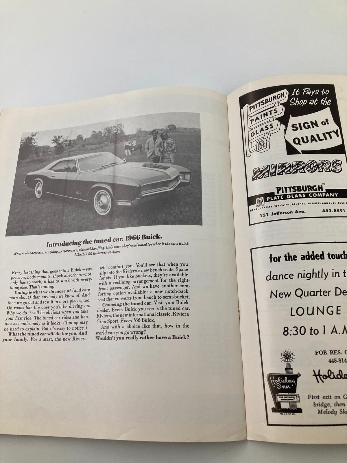 An advertisement featuring the 1966 Buick in the October 30, 1965 NCAA Football program, promoting the car alongside college sports.