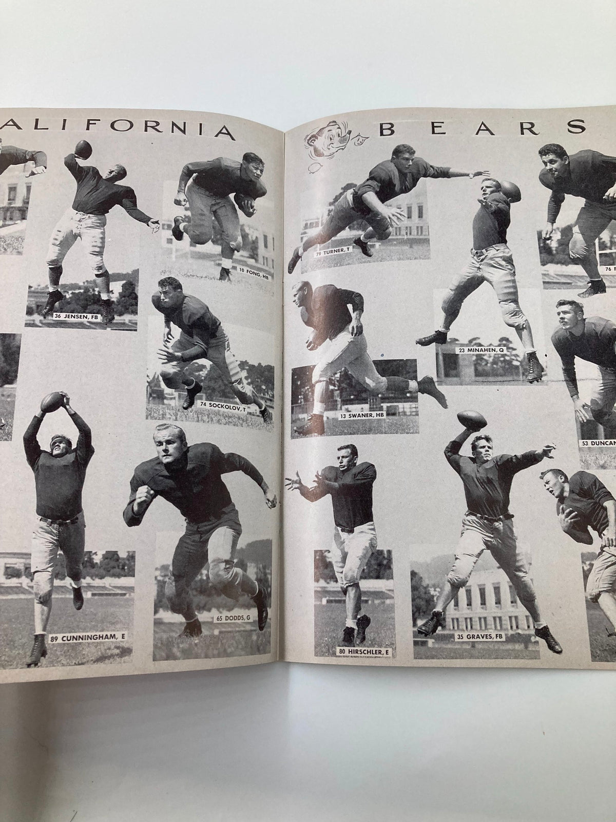 October 18 1947 Football Washington St vs California Gridiron Program page with images of California Bears football players, demonstrating team dynamics and individual player highlights.
