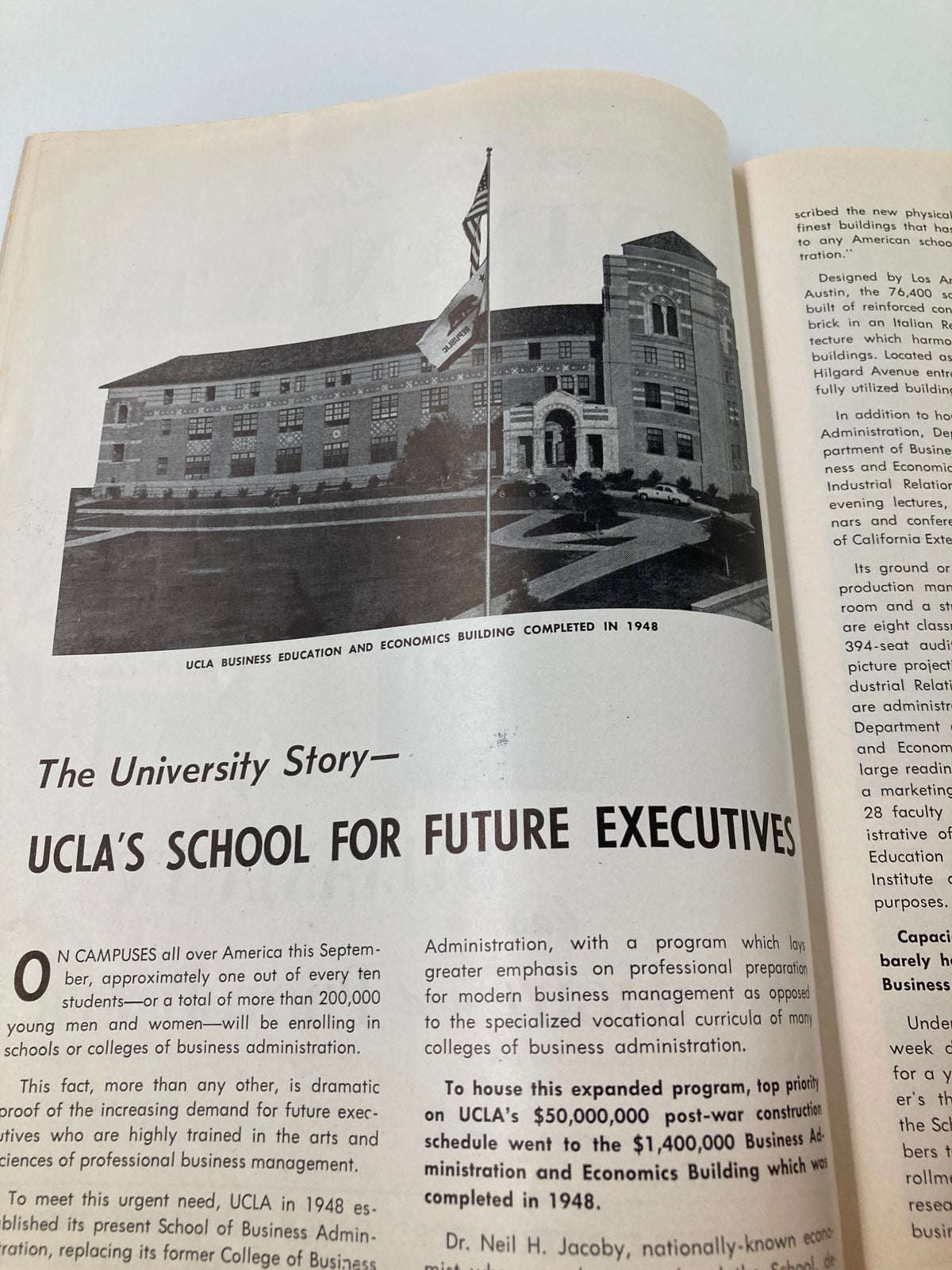 September 18 1953 NCAA Football OSC vs UCLA Bruins The Goal Post highlighting the UCLA Business Education and Economics Building article.