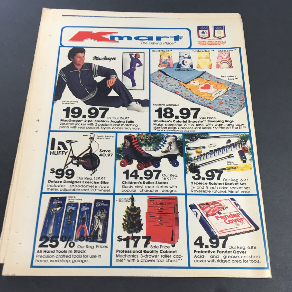 VTG Retro December 1983 K-Mart Gift Saving Spree Circular Advertising Ads highlighting various products including apparel, toys, and household items with prices.
