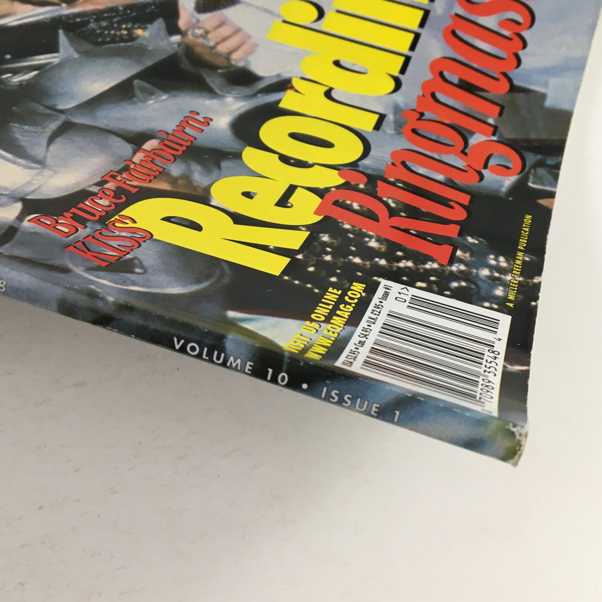 Side view of EQ Recording & Sound Magazine Vol 10 #1 January 1999, showcasing the issue title and features on music production.