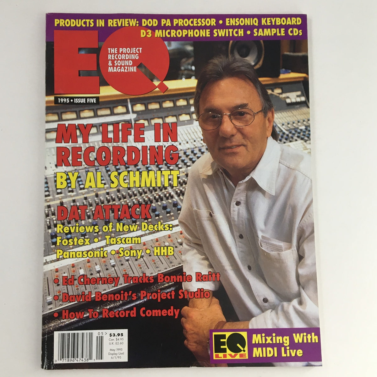 Cover of EQ Recording & Sound Magazine Vol 6 #5 May 1995 featuring Al Schmitt, showcasing audio engineering insights and product reviews in vibrant design.