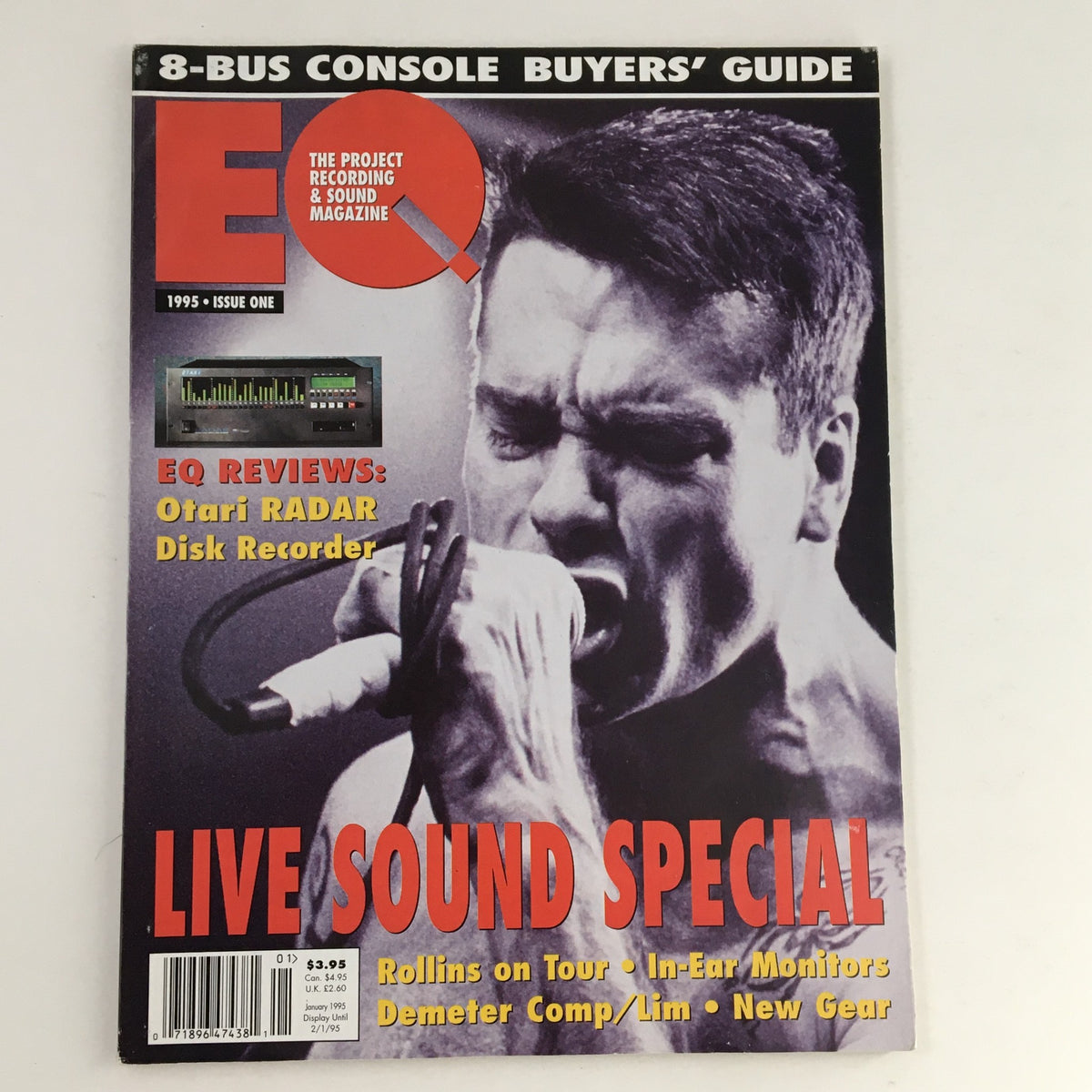 Cover of EQ Recording & Sound Magazine Vol 6 #1 January 1995 featuring the Otari Radar Disk Recorder review, highlighting a live performance with bold text stating 'LIVE SOUND SPECIAL.'