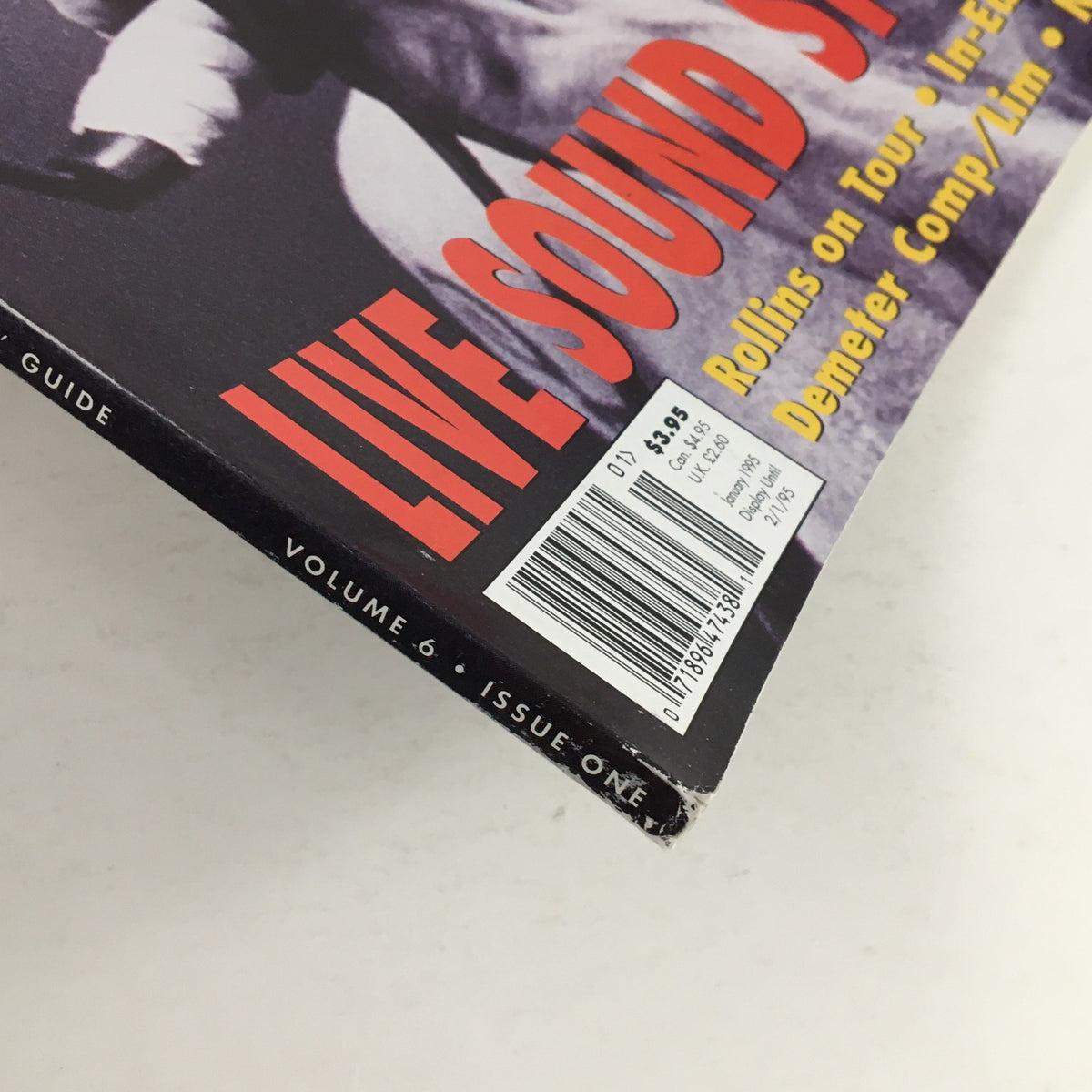 Side view of EQ Recording & Sound Magazine Vol 6 #1 January 1995 displaying the magazine title and barcode, showcasing its collectible vintage status.