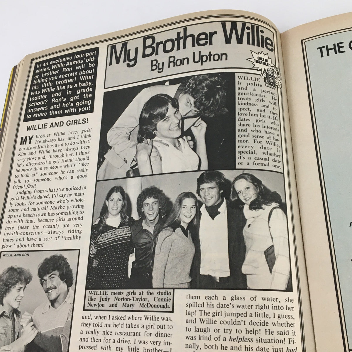 Tiger Beat Magazine July 1978 showcasing the article 'My Brother Willie' by Ron Upton, highlighting personal anecdotes about Willie.