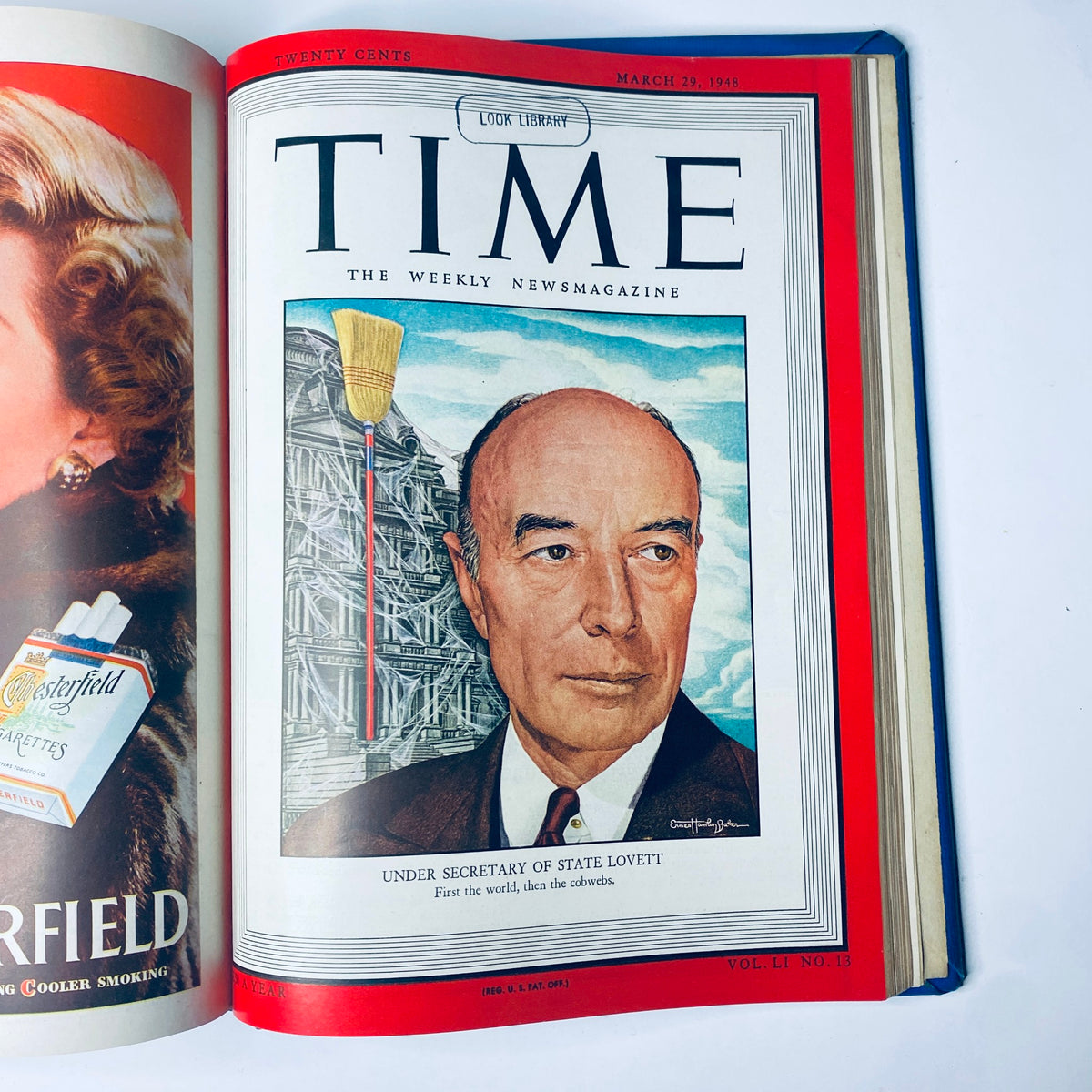 Cover of Time Magazine Library Bound Weekly showcasing 'Under Secretary of State Lovett,' featuring a portrait illustration related to the period between January 5 and March 29, 1948.