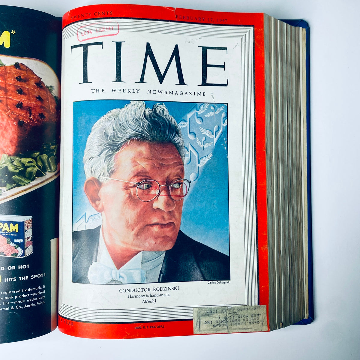 Cover of Time Library Bound Weekly Magazine for February 17, 1947 featuring conductor Artur Rodziński.