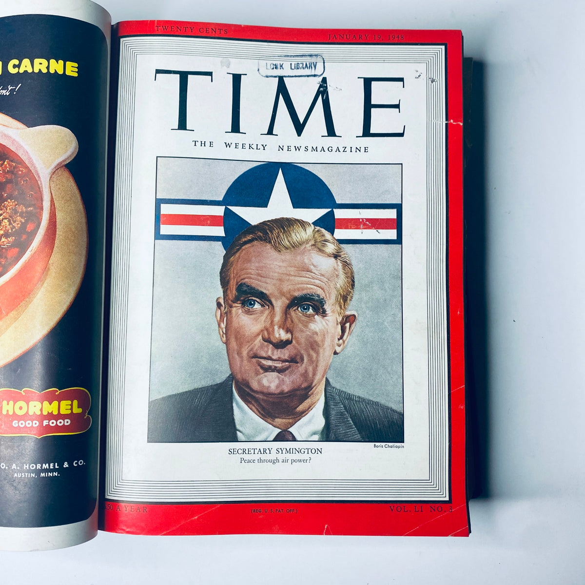 Time Magazine Library Bound Weekly January 5, 1948 - March 29, 1948 featuring Secretary W. Stuart Symington on the cover, discussing air power.