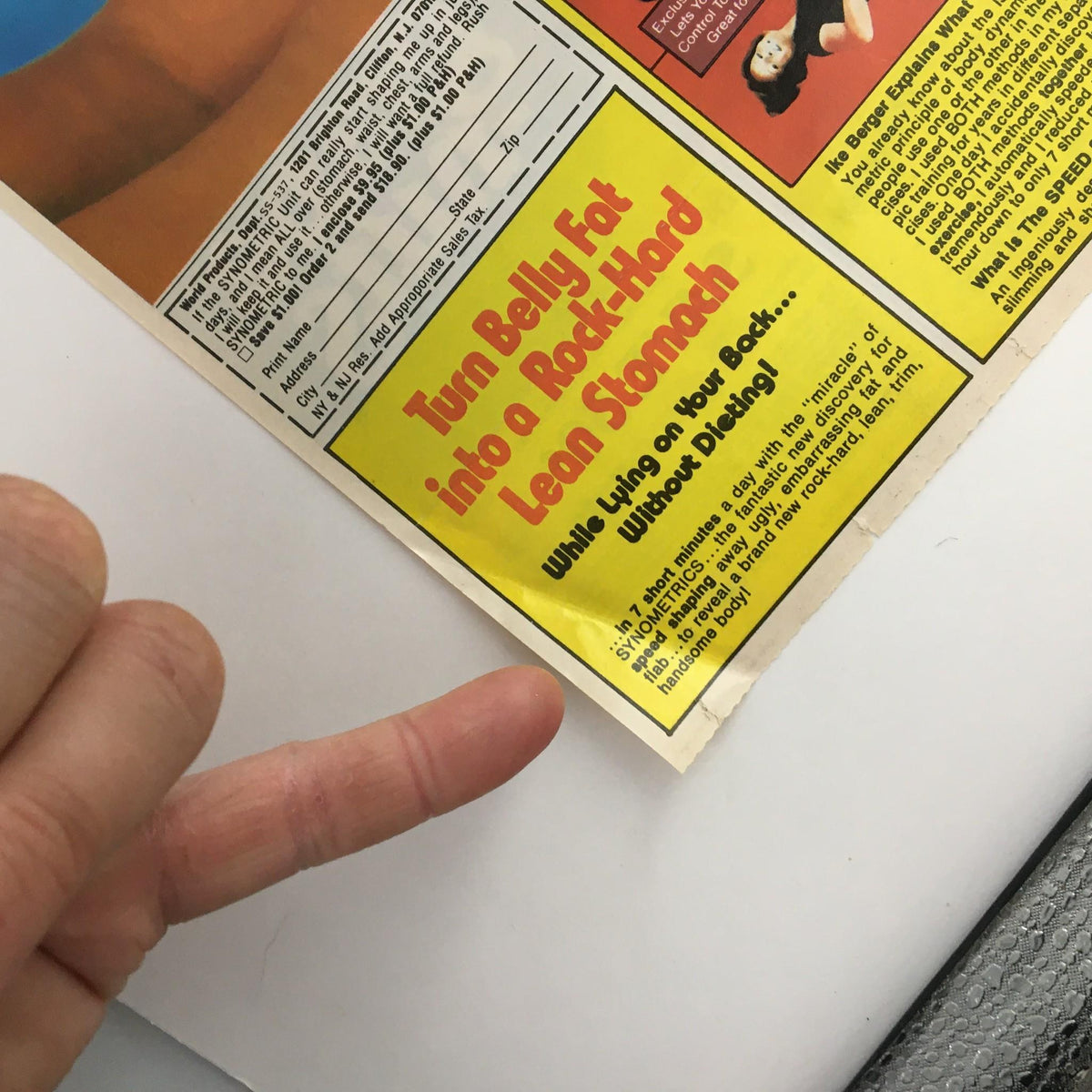 1983 Post Fruity Pebbles & Grape-Nuts Cereal Circular Coupon Advertisement emphasizing a health and fitness solution with Synometrics, promoting a lean stomach exercise method.