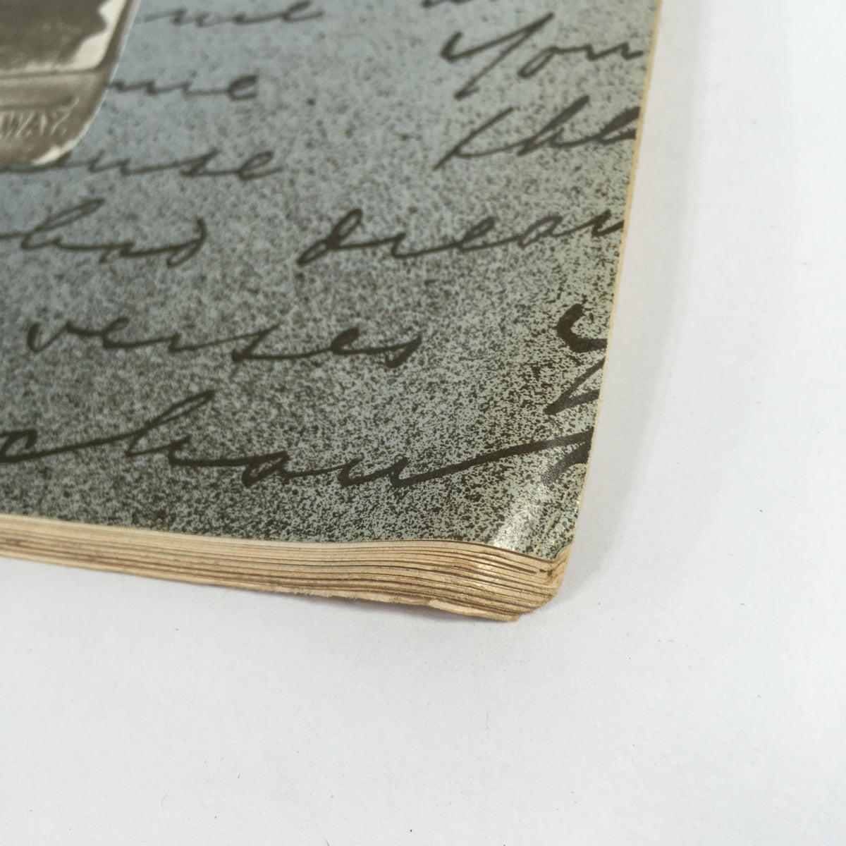 Close-up of the corner of the VTG Cornell Alumni News February 1977 - The Joyce Letters / Price Guide Catalog showing wear and texture.