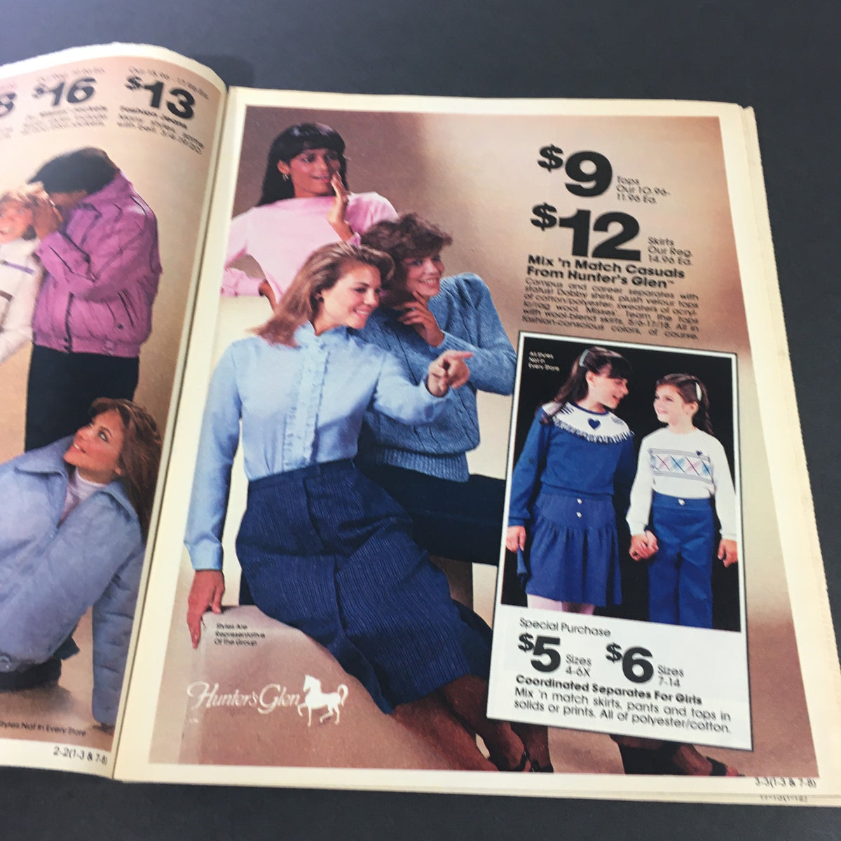 VTG Retro 1983 Prestone Winter Summer Break Fluids Circular Advertising Ads showcasing women's fashion advertisements from Hunter's Glen with pricing and style details.