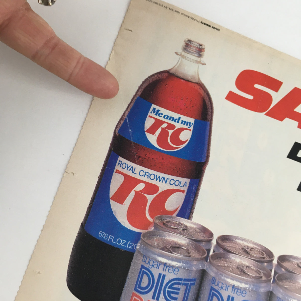 1983 RC Diet Rite Sugar Free Cola Circular Coupon Advertisement featuring a glass bottle of Royal Crown Cola with the logo visible, alongside sugar-free Diet Rite cans. This vintage advertisement showcases the product's branding and promotional elements.