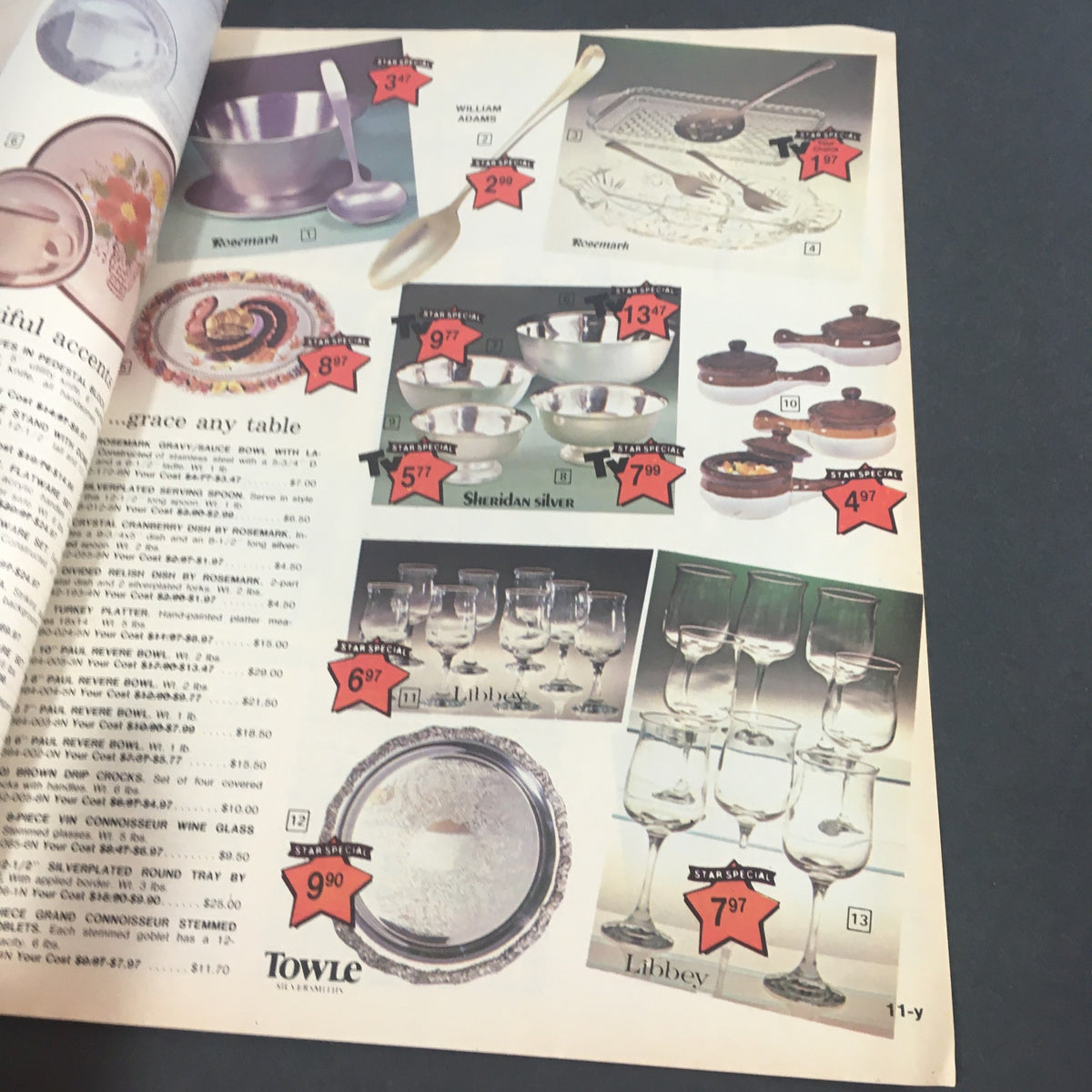 VTG November 1979 Present Company Star Special Sale Catalog page displaying household items and silverware with pricing details, highlighting special sale offers.