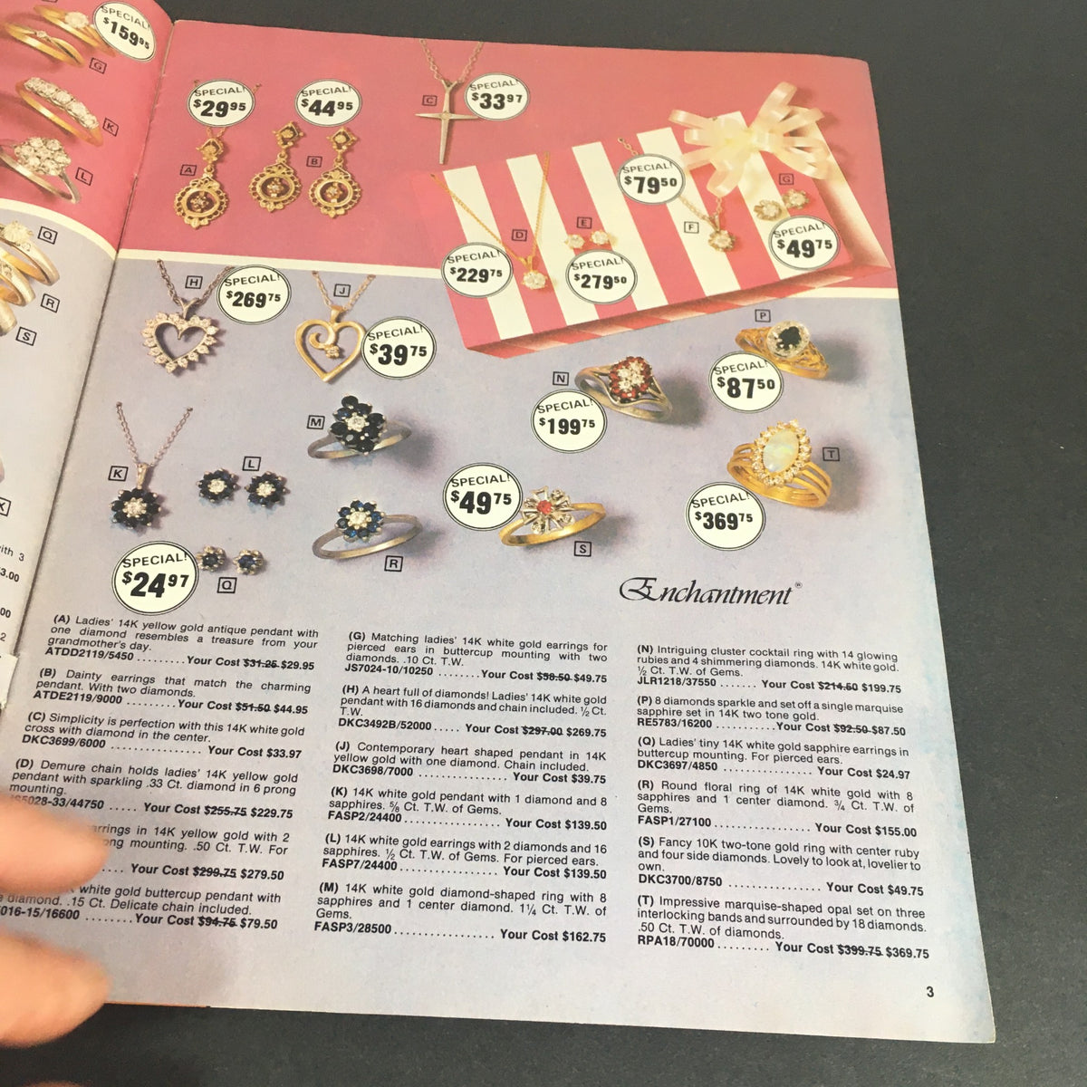 Interior page of the Vintage November 1977 Townsmen Christmas Supplement displaying beautiful jewelry items with special pricing, emphasizing a selection of rings and necklaces.