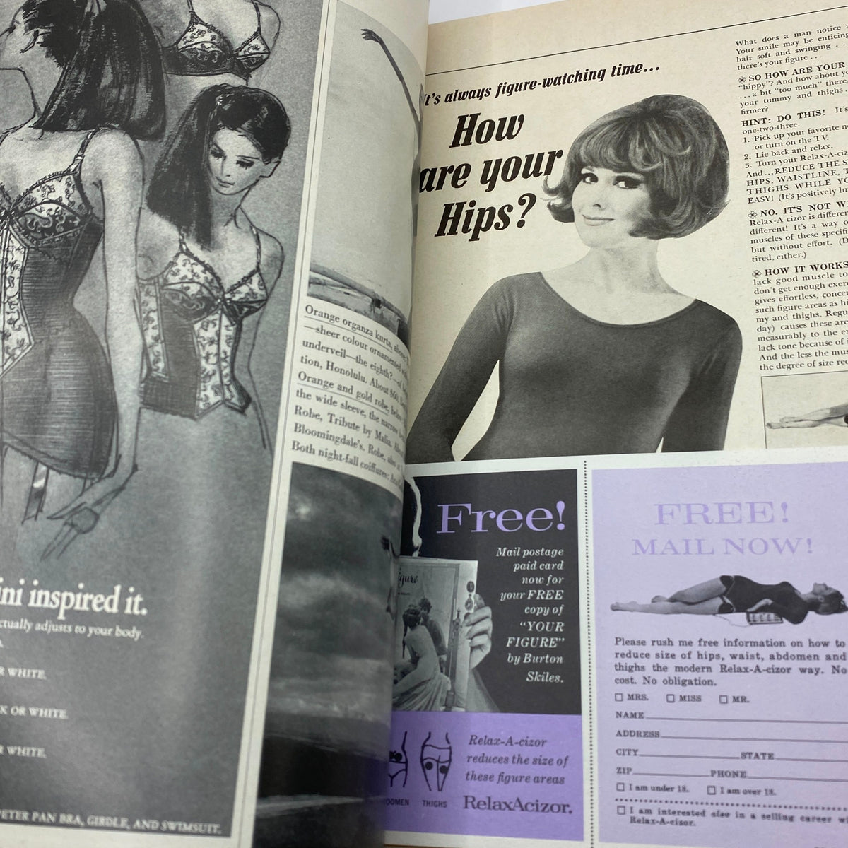 Page from VTG Vogue Magazine November 1 1966 featuring fashion illustrations and advertisements, highlighting trends of the 1960s.