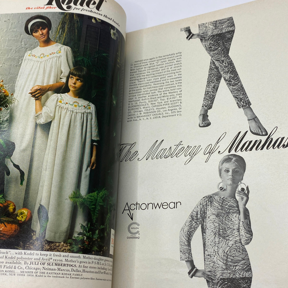 Fashion spread from VTG Vogue Magazine November 1 1966 showcasing styled outfits for women, reflecting the clothing trends of the 1960s.