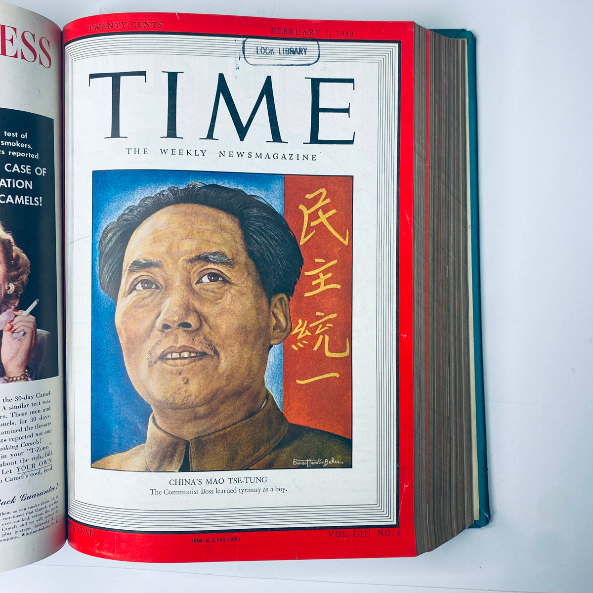 Time Magazine Library Bound Weekly January 3, 1949 - March 28, 1949 featuring Mao Tse-Tung on the February 7, 1949 cover with a powerful portrait and bold colors.