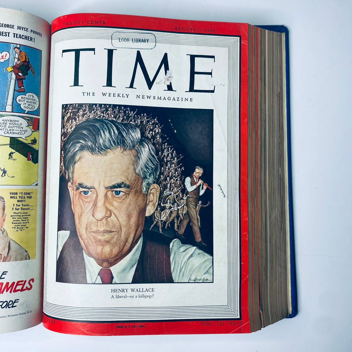 Time Magazine cover featuring Henry Wallace, dated August 9, 1948, from the Time Library Bound Weekly July 5, 1948 - September 27, 1948, presenting a politician amidst a crowd.