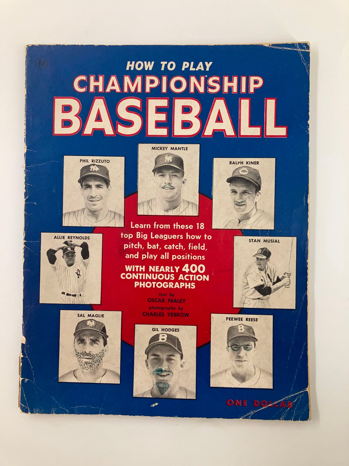 Cover of vintage program titled 'September 30 1956 How To Play Championship Baseball' featuring prominent baseball players including Mickey Mantle and Ralph Kiner.