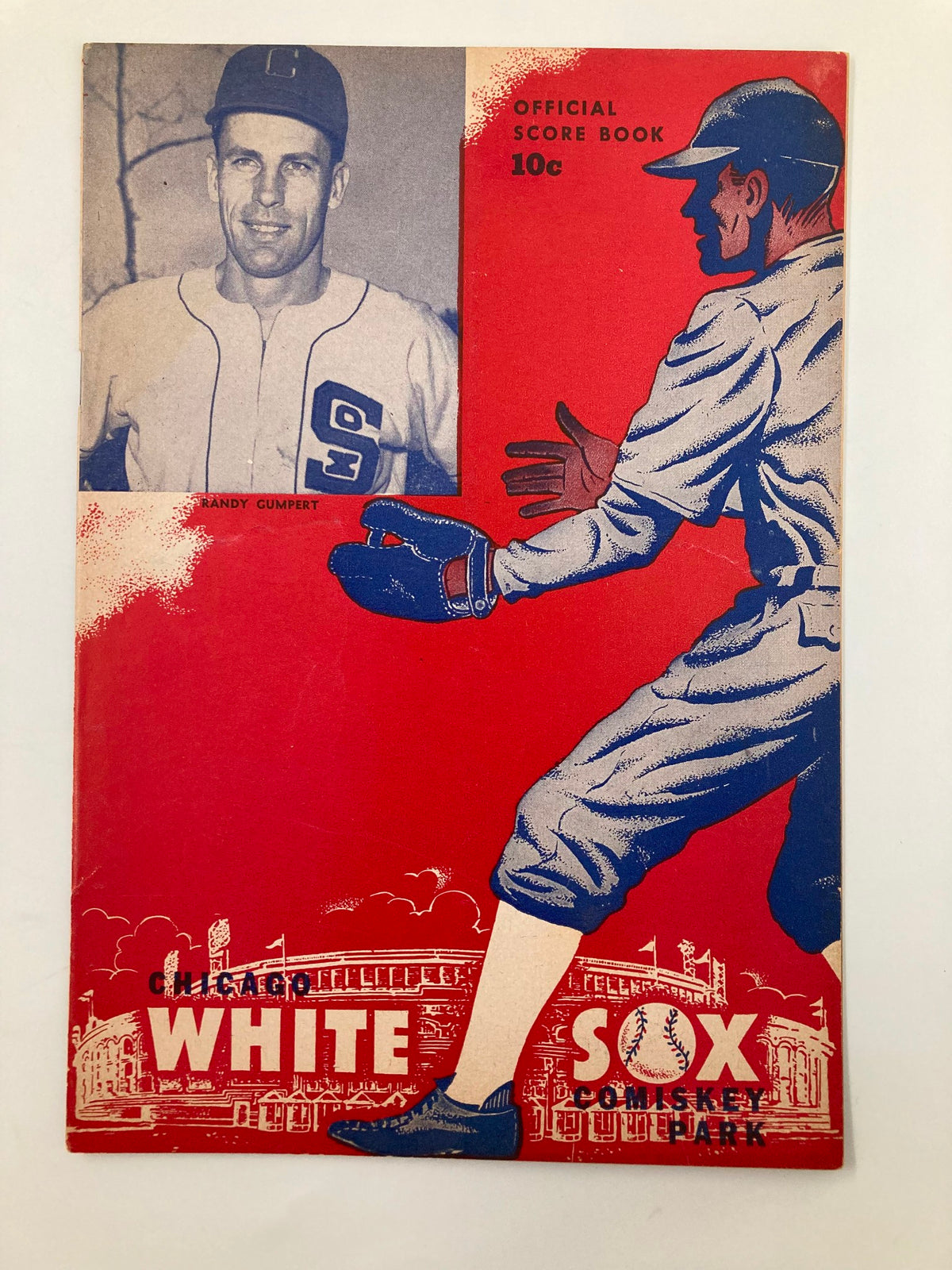 1949 Dodge Plymouth Bender-Rieger Inc. Score Cards Program featuring an illustration of a baseball player in action and a vintage photo of a player, representing classic sports memorabilia.