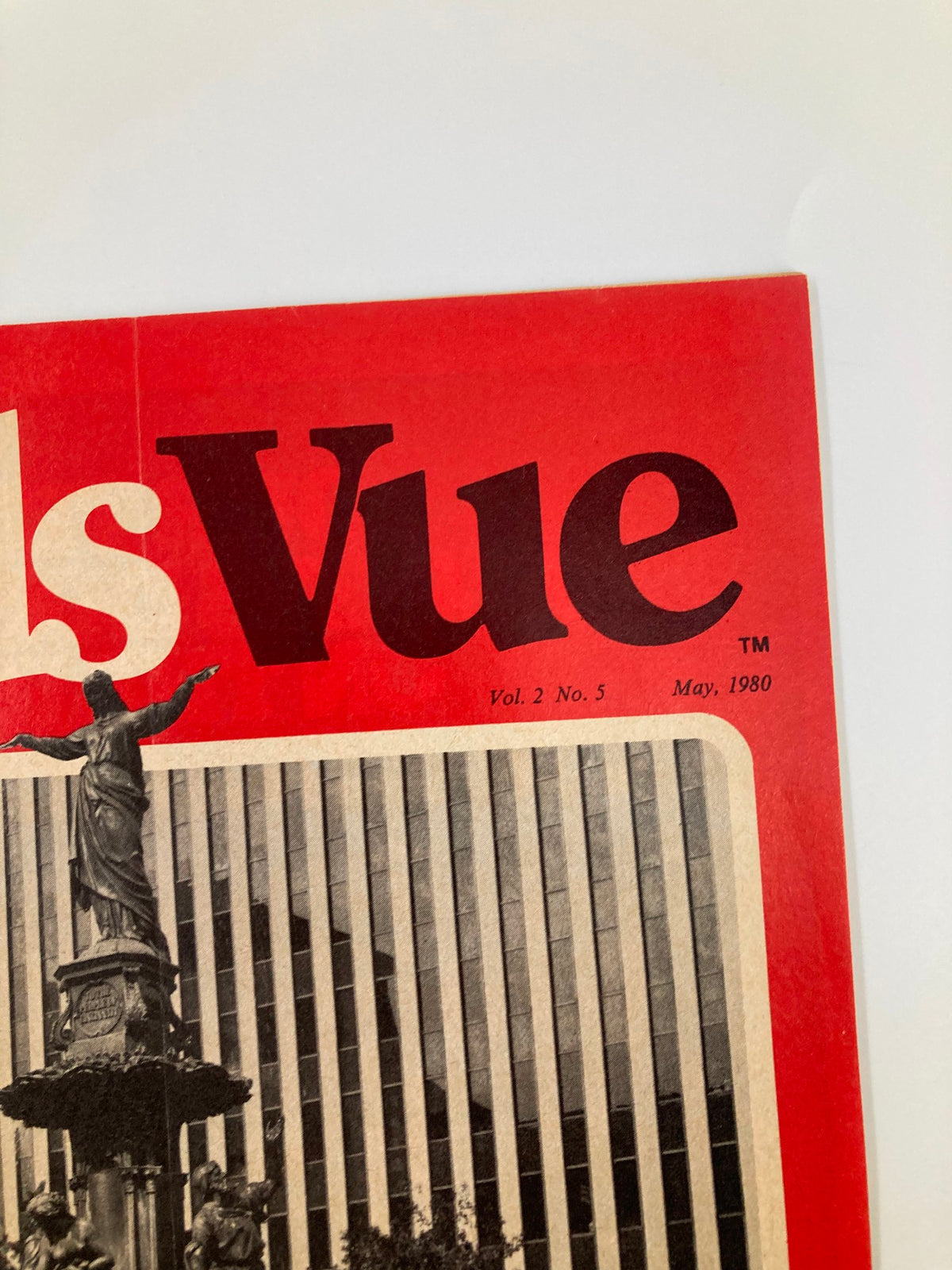 Close-up view of the title section of May 1980 Vol 2 #5 Reds Vue Meet Cincinnati Home of the Reds Official Magazine showcasing the magazine logo and publication details.