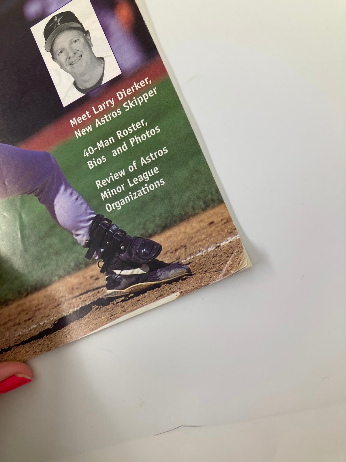 Close-up of the 1997 On Deck Official Preview Houston Astros cover, highlighting Larry Dierker as the new skipper with additional program details.