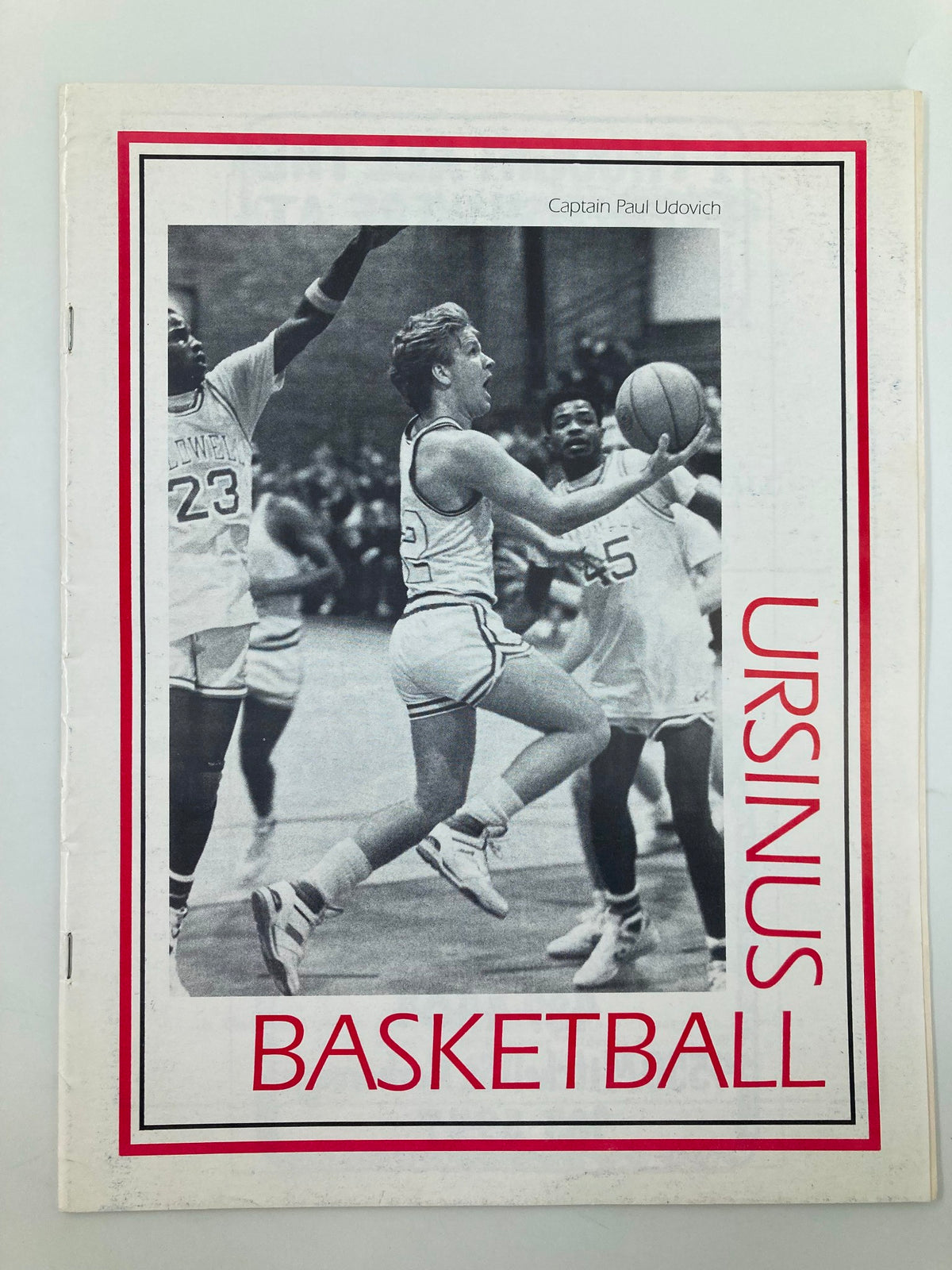 Cover of January 2 1988 College Ursinus vs Beaver Basketball Official Program featuring a player making a layup with the text 'URSINUS BASKETBALL' prominently displayed.