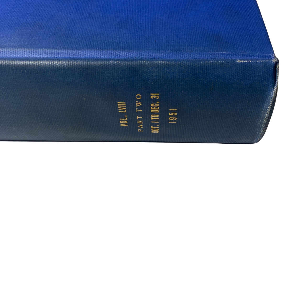 Spine of Volume LVI of the Time Library Bound Weekly Magazine – October 1 to December 24, 1951, detailing publication dates.