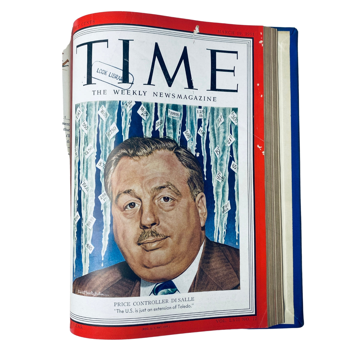 Cover of Time Magazine Library Bound Weekly, January 1 to March 26, 1951, featuring Price Controller Di Salle, showcasing weekly issues from the early Cold War period.