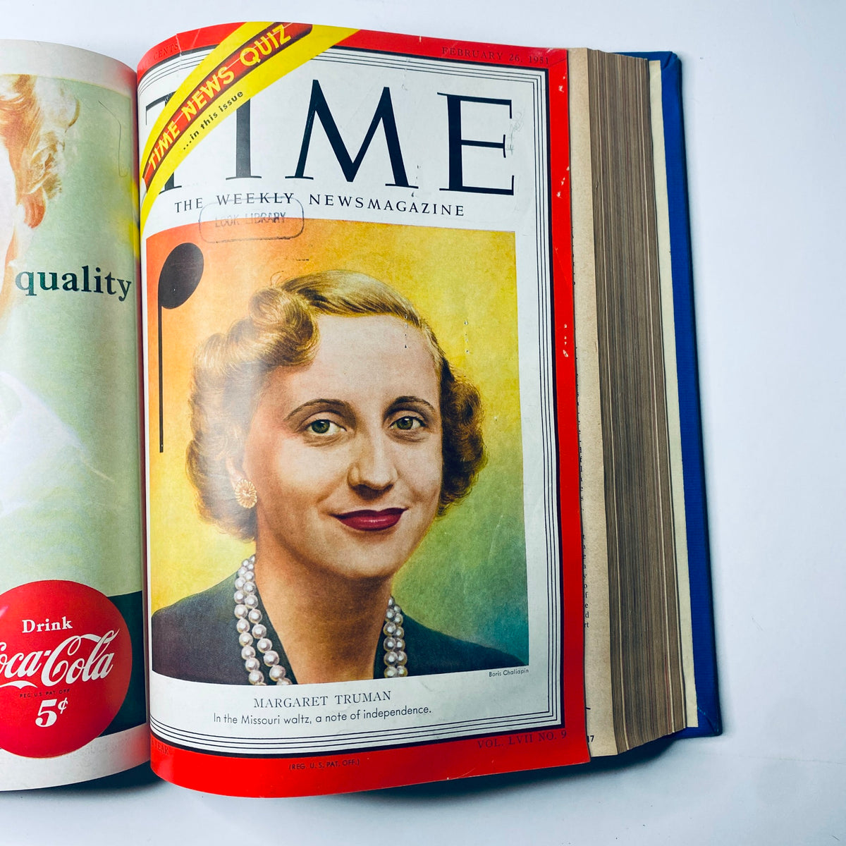Cover of Time Magazine Library Bound Weekly, January 1 to March 26, 1951 featuring Margaret Truman, capturing the essence of the early Cold War period.