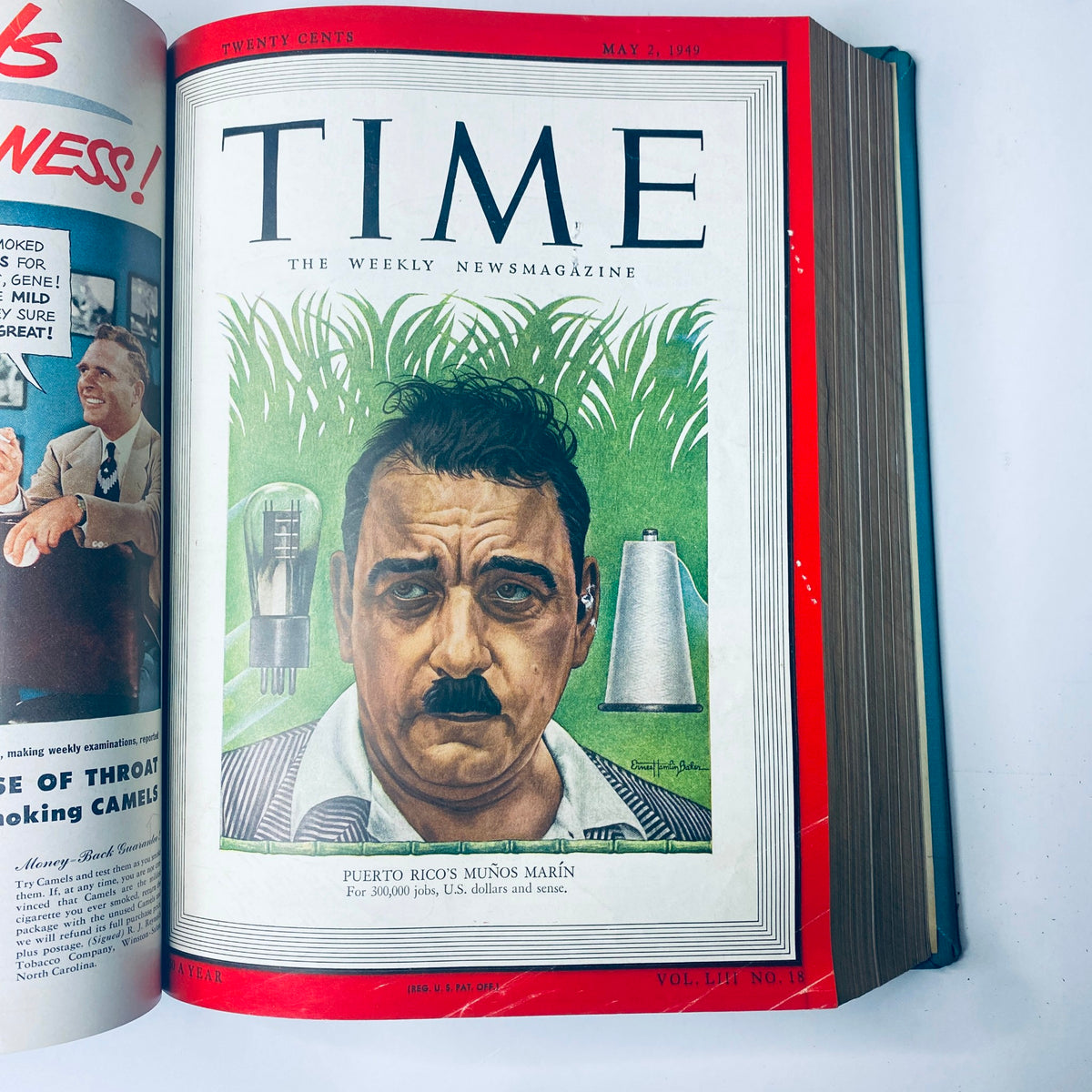 Cover of Time Magazine Library Bound Weekly May 2, 1949 showcasing Puerto Rico's Muñoz Marín with the inscription 'LOOK LIBRARY'.