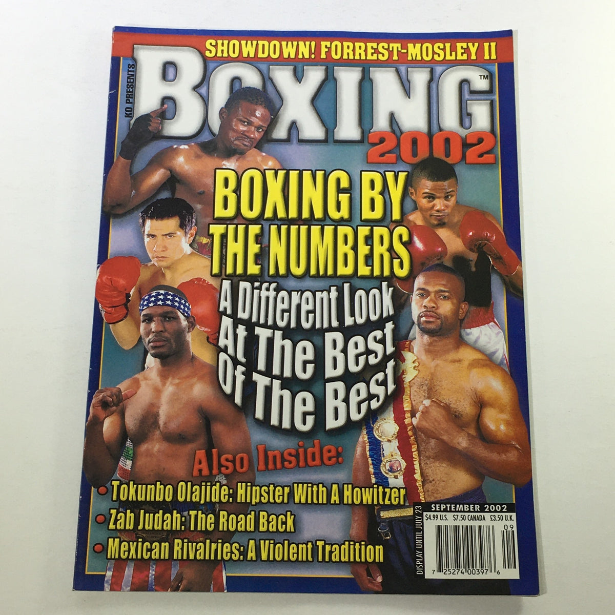 KO Series World Boxing Magazine September 2002 featuring Tokundo Olajide and Zab Judah on the cover, showcasing boxing highlights and articles inside.