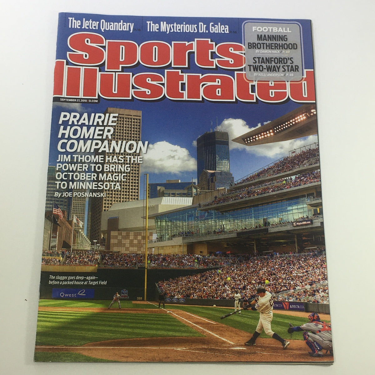 Sports Illustrated Magazine from September 27, 2010, featuring Jim Thome on the cover, highlighting his impact in baseball and written by Joe Posnanski.